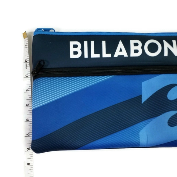 Billabong Jumbo Spell Out Blue Striped Wave Neoprene Scuba Zippered Pouch NWOT - Picture 7 of 8